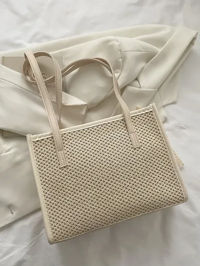 Elegant Floral Lace Woven Tote Bag